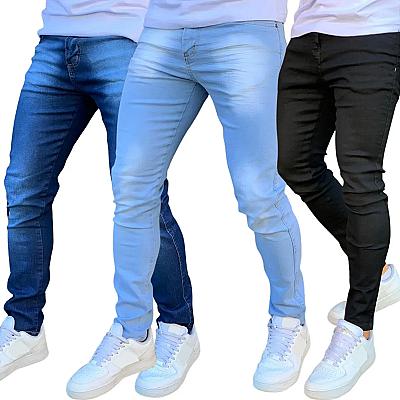 Imagem do produto Kit 3 Calça Jeans Skinny Masculina Com Lycra Estic...