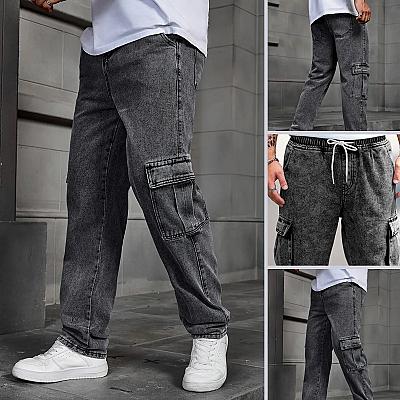 Imagem do produto Calça Cargo Masculina Jeans Cós De Elástico Street...