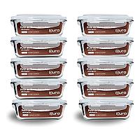 Imagem do produto Conjunto 10 Potes 640ml Vidro Hermético 4 Travas M...