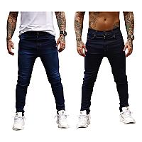 Imagem do produto Kit 2 Calça Jeans Masculina Preta Azul Direto Fabr...