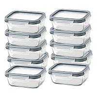 Imagem do produto Kit 10 Potes Vidro 370ml Hermético Marmita Forno R...