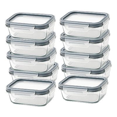 Imagem do produto Kit 10 Potes Vidro 370ml Hermético Marmita Forno R...