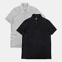 Imagem do produto Kit Camisa Polo Hering C/ 2 Peças Masculina - Cinz...