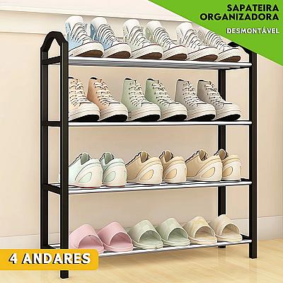 Imagem do produto Sapateira 4 Andares Desmontável p/ 8 Pares, Organi...