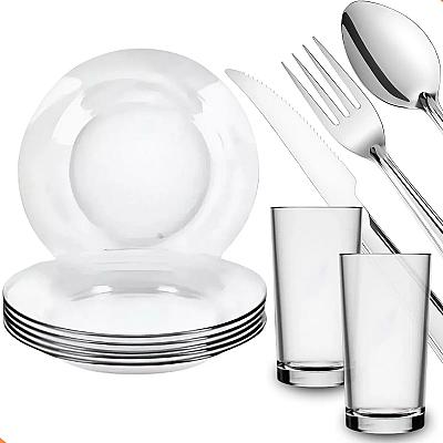 Imagem do produto Kit Aparelho De Jantar 30 Peças Pratos Copos E Tal...