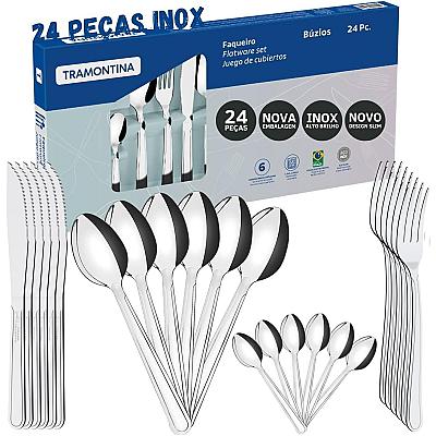 Imagem do produto Jogo de Talheres Faqueiro Inox 24 Peças Búzios Tra...