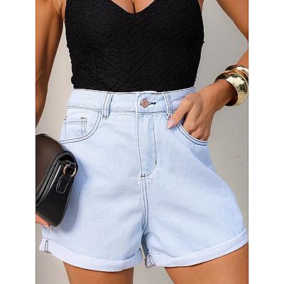 Imagem do produto Shorts Jeans Mom Azul Feminino Cintura Alta
