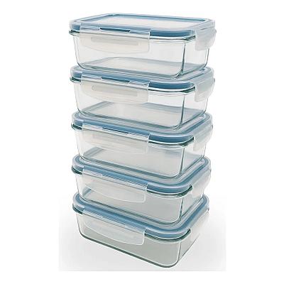 Imagem do produto Conjunto 5 Potes Vidro Hermético Marmita Mantiment...