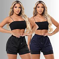 Imagem do produto Kit 2 Short Duplo Compreensão Fitness - Bermuda Fe...