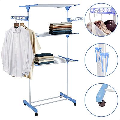 Imagem do produto Varal De Chão Grande De Roupas de 3 Andares Dobráv...