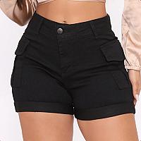 Imagem do produto Short Jeans Feminino Shorts Cargo Com Lycra Cintur...
