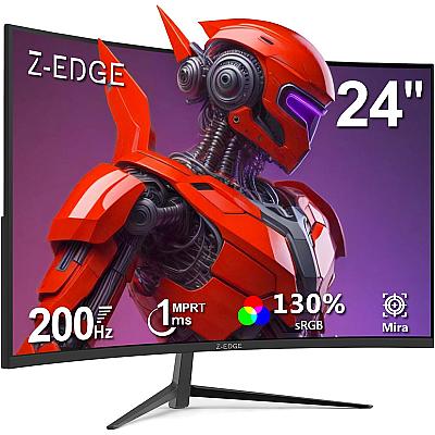 Imagem do produto Monitor Gamer Curvo 24 polegadas Z-Edge, 200Hz Fre...