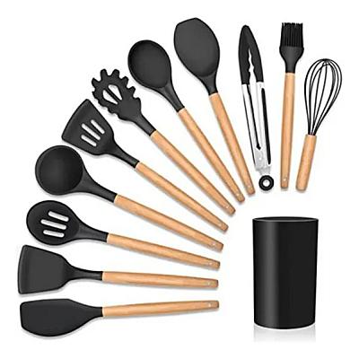 Imagem do produto Kit C/12 Utensílios De Cozinha Em Silicone Cabo Ma...