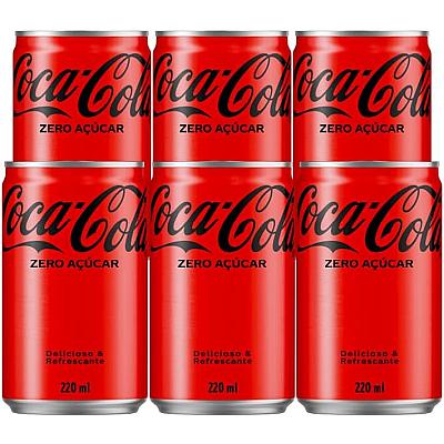Imagem do produto Pack de Coca-Cola sem açucar Lata 220mL de 6 unida...
