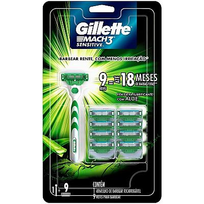 Imagem do produto Gillette Aparelho De Barbear Mach3 Sensitive + de...