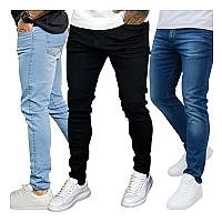 Imagem do produto Kit 3 Calça Jeans Skinny Masculina, Com Lycra Esti...