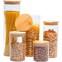 Imagem do produto Potes Herméticos de Vidro com Tampa Bambu Porta Ma...