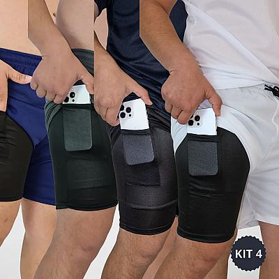 Imagem do produto Kit 4 Shorts 2 Em 1 Dryfit Masculino Corrida Acade...