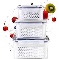 Imagem do produto MyBrins Kit 3 Potes Organizadores Geladeira com Ta...