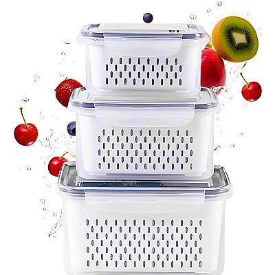 Imagem do produto MyBrins Kit 3 Potes Organizadores Geladeira com Ta...