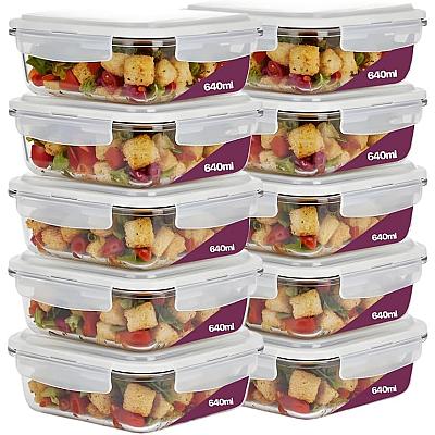 Imagem do produto Kit 10 Potes De Vidro Borossilicato Retangular Mar...