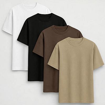Imagem do produto Kit com 4 Camisas Camiseta Básica Lisa 100% Algodã...