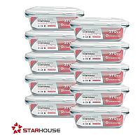 Imagem do produto Kit 10 Potes Vidro 370ml Hermético Marmita Forno R...