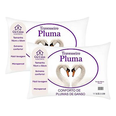 Imagem do produto Kit 2 Travesseiros Plumas 70x50cm Tradicional Anti...