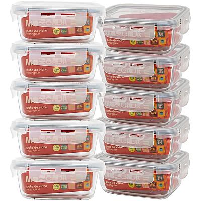 Imagem do produto Mozcada - Kit 10 Potes de Vidro Marmita 330ml Herm...