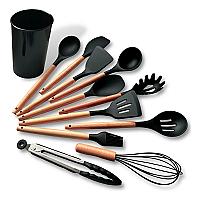 Imagem do produto Kit C/12 Utensílios De Cozinha Silicone Madeira Ca...