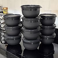 Imagem do produto Kit 10 Potes Bowl 1300ml Plástico com Tampa – Marm...