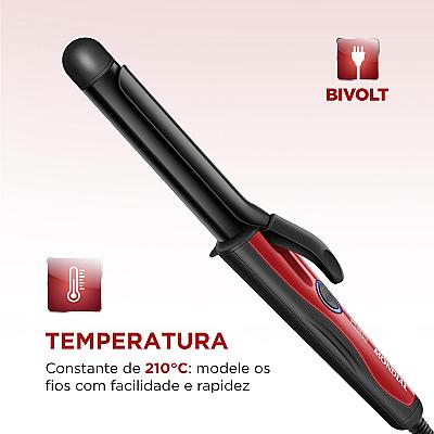 Imagem do produto MONDIAL Modelador de Cachos, Preto/Vermelho, Bivol...