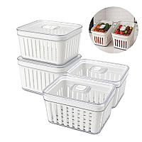 Imagem do produto Kit 4 Potes Acrílico 3,8l Organizador Geladeira Re...