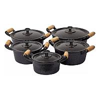 Imagem do produto Jogo De Panela Alumínio Fundido Batido Grosso Pret...