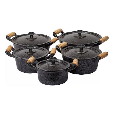 Imagem do produto Jogo De Panela Alumínio Fundido Batido Grosso Pret...