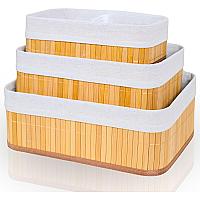 Imagem do produto Cestos Organizadores De Bambu 3 Unid Bonito e Eleg...