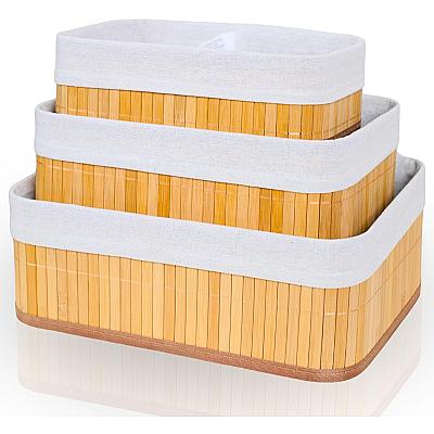Imagem do produto Cestos Organizadores De Bambu 3 Unid Bonito e Eleg...