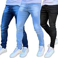Imagem do produto Kit 3 Calça Jeans Masculina Skinny Costura Reforça...
