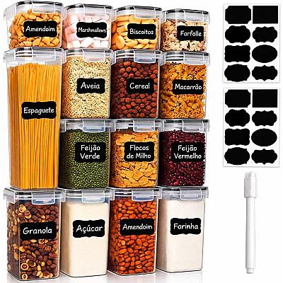 Imagem do produto Kit Potes Herméticos 15 Unidades para Cozinha 4 Ta...