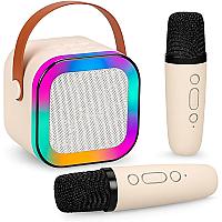 Imagem do produto Caixa de Som Karaokê Com Dois Microfones Sem Fio R...