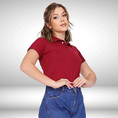 Imagem do produto Camisa Gola Polo Feminina Básica Algodão Social Un...