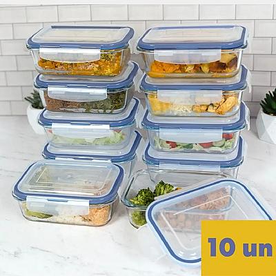 Imagem do produto Kit 10 Pote De Vidro Marmita Hermético 640ml, Free...