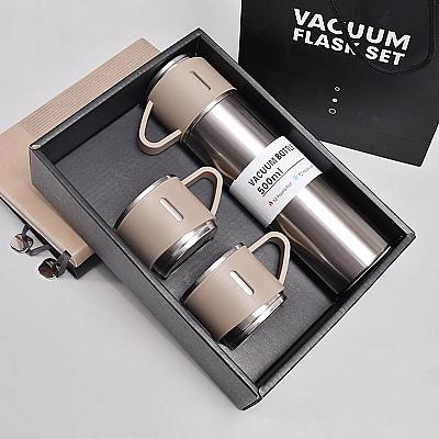 Imagem do produto Garrafa Térmica 500ml Com Kit 3 Xícara Café Chá Co...