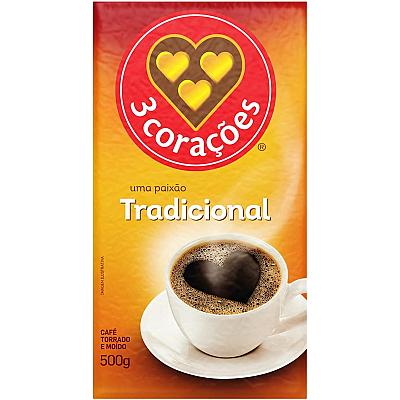 Imagem do produto 3 Corações Café Torrado e Moído Tradicional, 500g