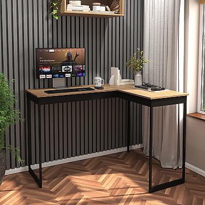 Imagem do produto Escrivaninha Em L Mesa De Canto Lamina Com Preto E...