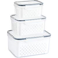 Imagem do produto Kit 3 Potes Organizadores de Geladeira Hermético c...