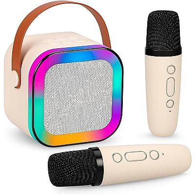 Imagem do produto Caixa de Som Karaokê Com Dois Microfones Sem Fio R...