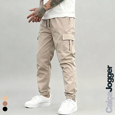 Imagem do produto Calça Jogger Cargo Masculina Sarja Calca Streetwea...