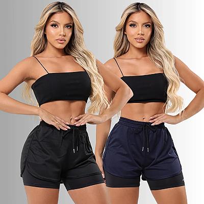 Imagem do produto Kit 2 Short Duplo Compreensão Fitness Bermuda, par...