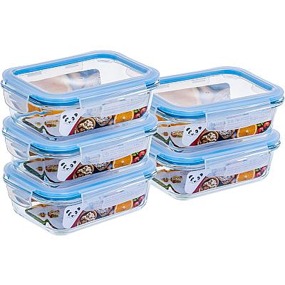 Imagem do produto 640ml Gato Panda KIT 5 Potes de Vidro Retangular c...